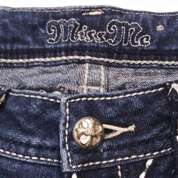 MISS ME Distressed Saddle Stitch Border Bootcut Jeans Flap Pockets JPS501416R - Picture 4 of 11